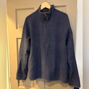 Mammut Men's Navy Zip-Up Sweater Fleece Wool Blend Size XL